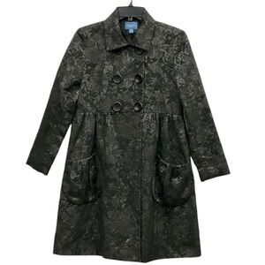 Simply Vera Vera Wang Longseeve Black Floral Metallic Button Jacket Womens Large
